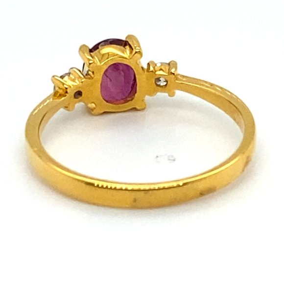 Mozambique Ruby 1.20ct Natural Diamonds Solid 14K Yellow Gold Ring - Picture 6 of 7